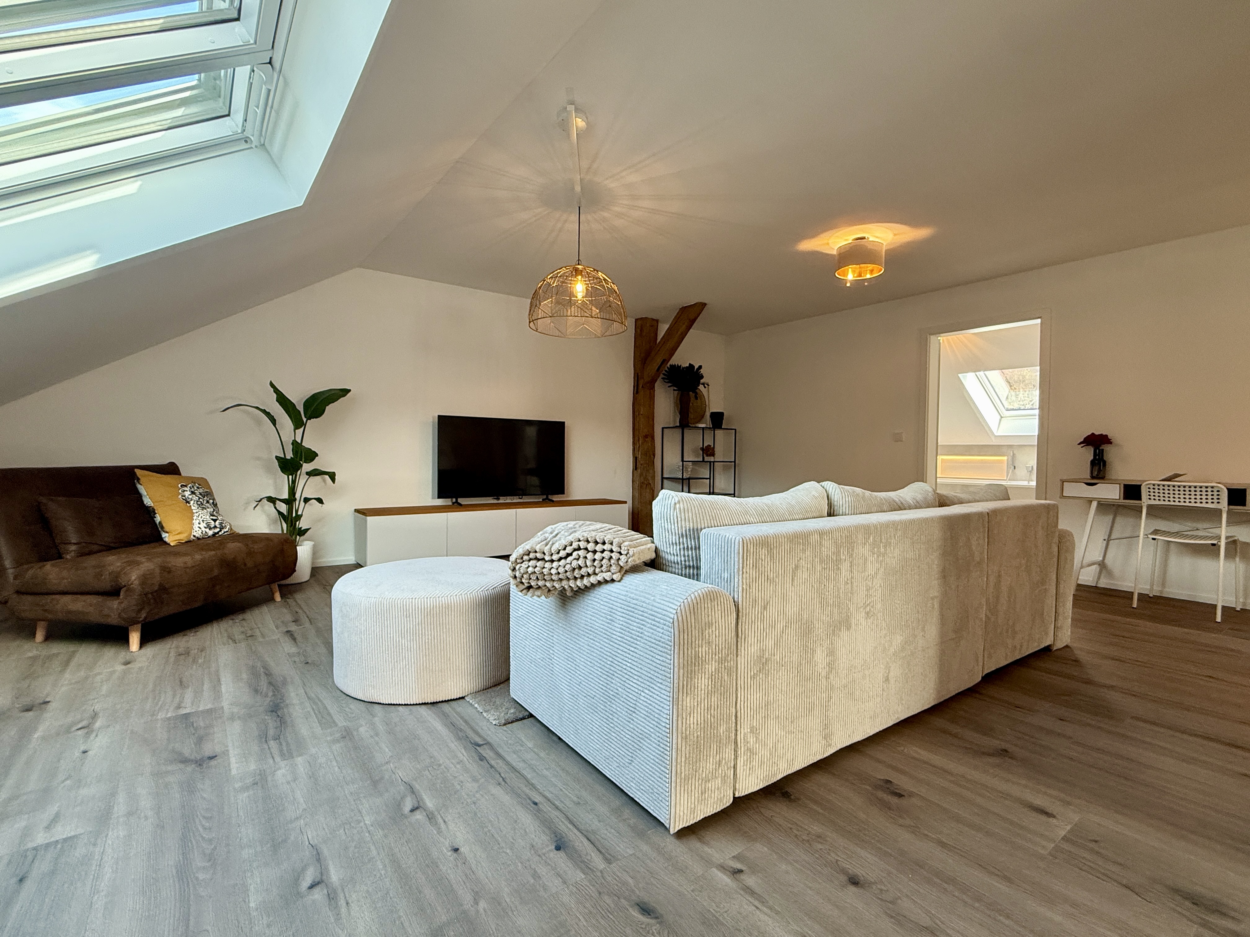 Bright attic living room